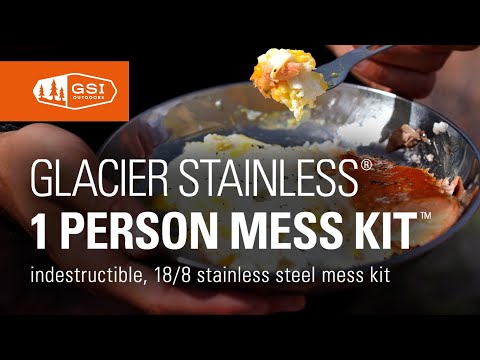 Load and play video in Gallery viewer, GSI Outdoors Glacier Stainless 1 Person Mess Kit

