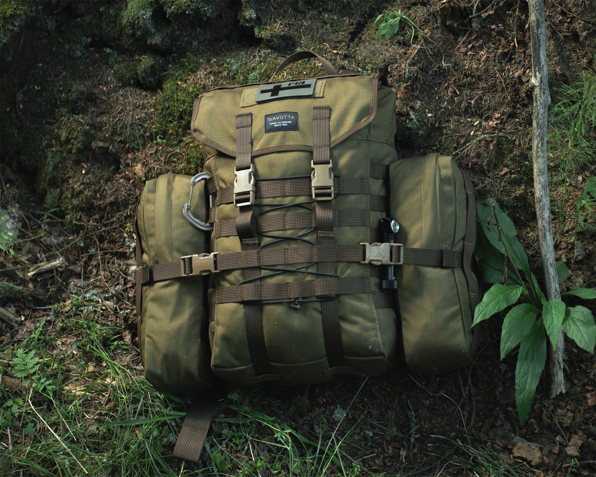 Savotta Jaakari Small Brown and side pouch 5L